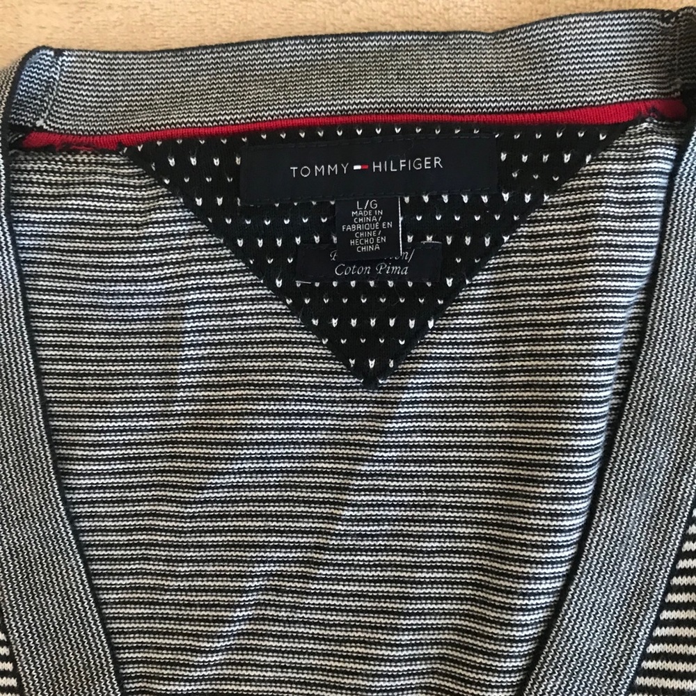 Tommy Hilfiger Striped V-Neck Cardigan Sweater - Size L - Picture 4 of 8